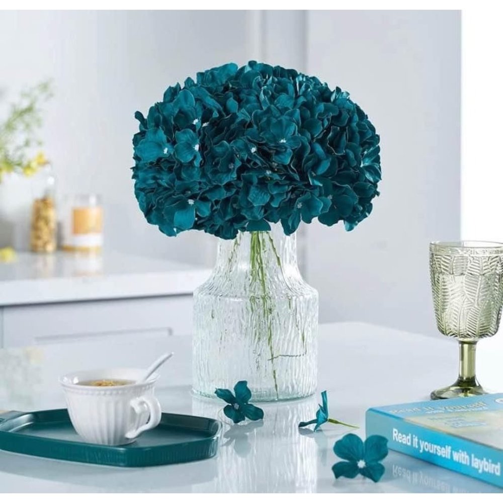 10 Pack | Emerald Green Hydrangeas Flowers Wedding Bouquet Floral Centerpiece